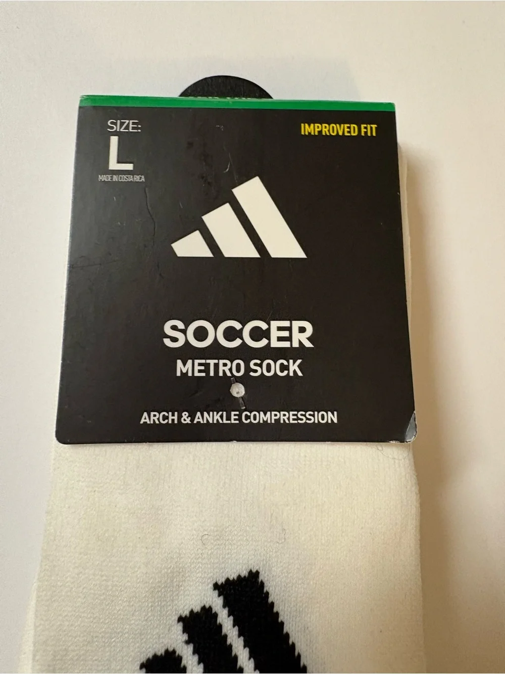 Adidas Men’s White Soccer Metro Socks - L